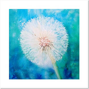 Dandelion on jade and blue Posters and Art